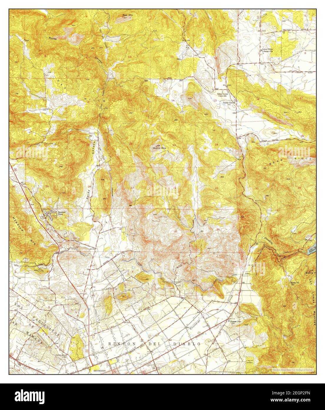 Valley Center, California, map 1949, 1:24000, United States of America by Timeless Maps, data U.S. Geological Survey Stock Photo