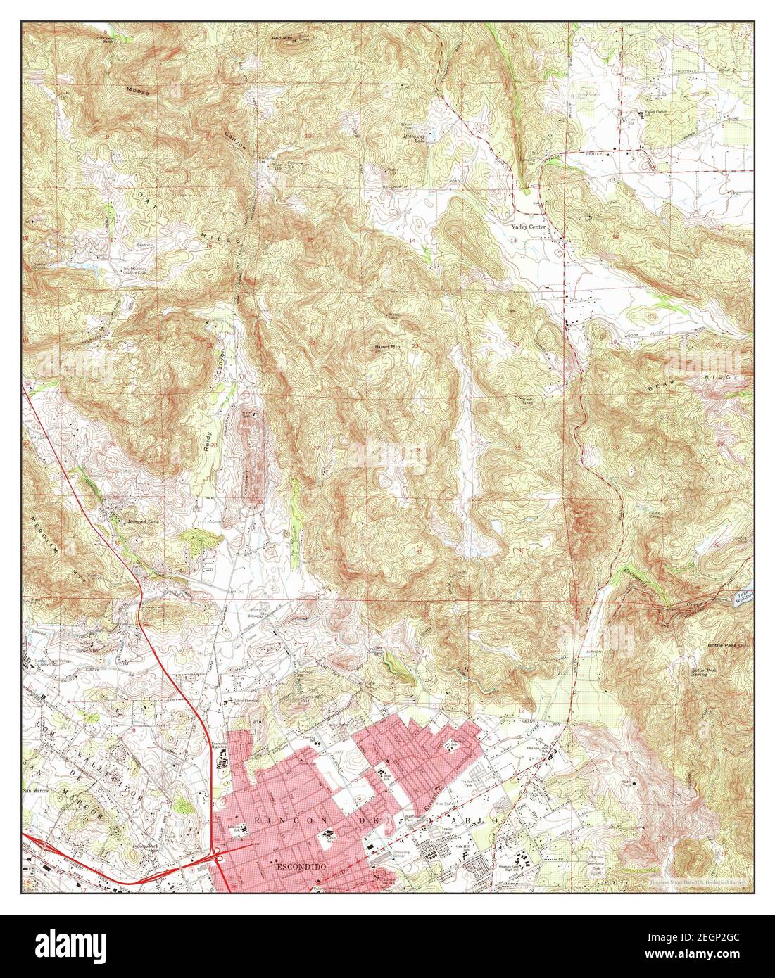 Valley Center, California, map 1968, 124000, United States of America