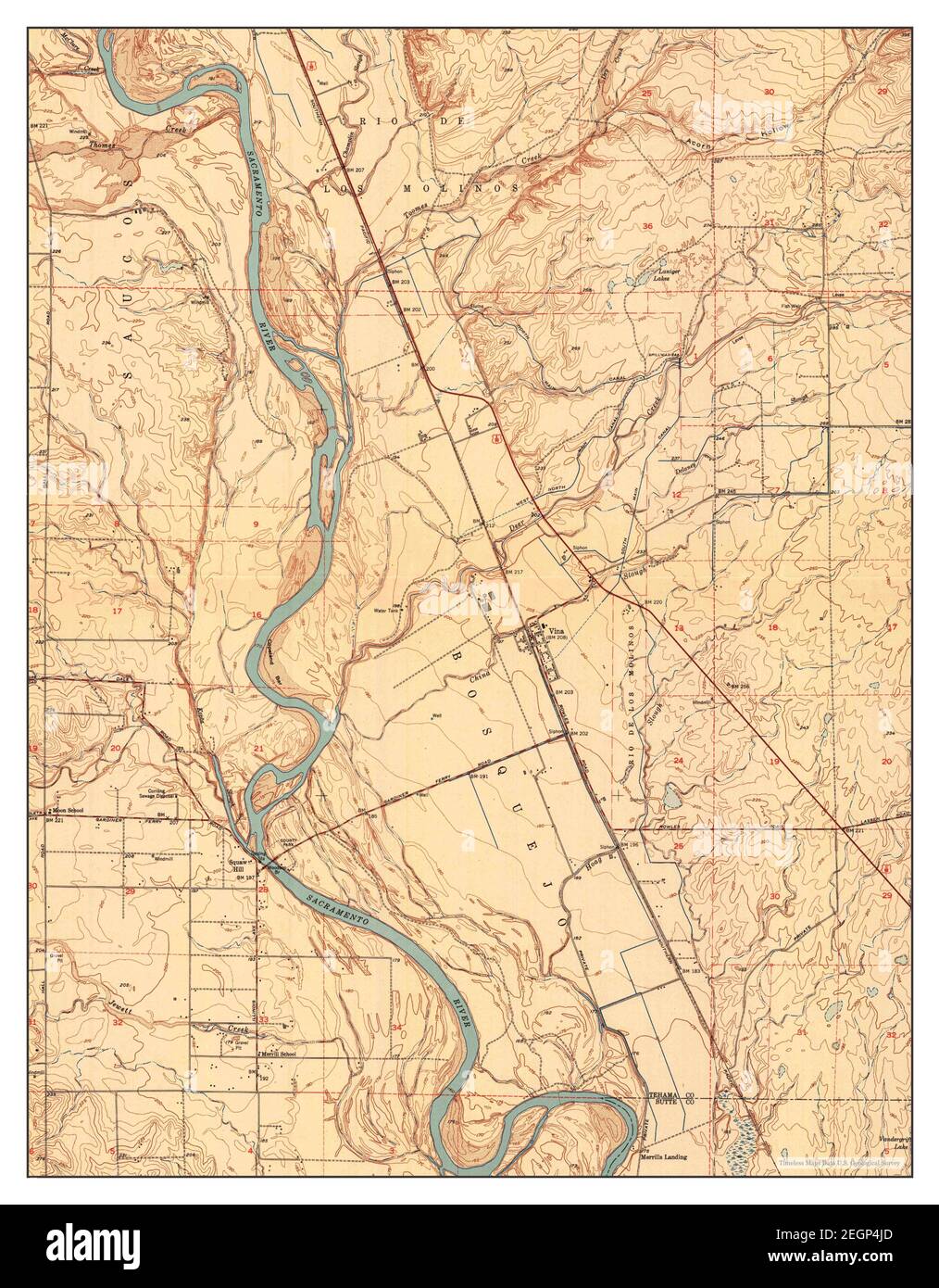 Vina, California, map 1951, 124000, United States of America by Timeless Maps, data U.S