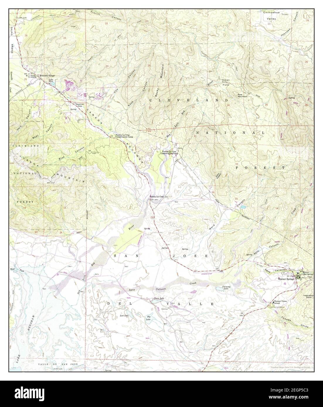 Warner Springs, California, map 1958, 124000, United States of America by Timeless Maps, data U