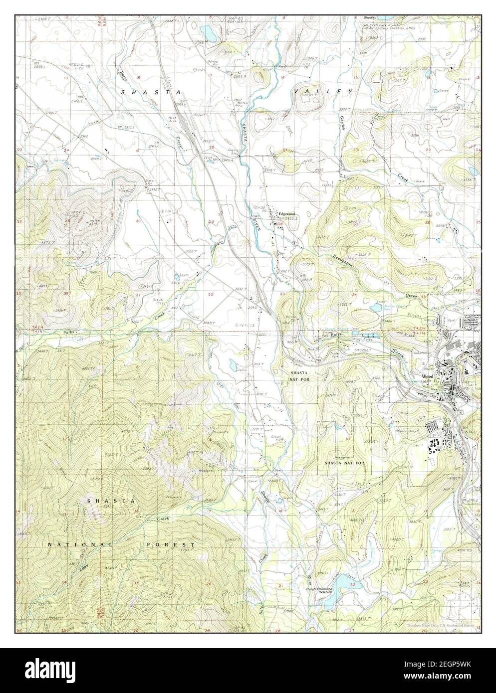 Weed, California, map 1986, 124000, United States of America by