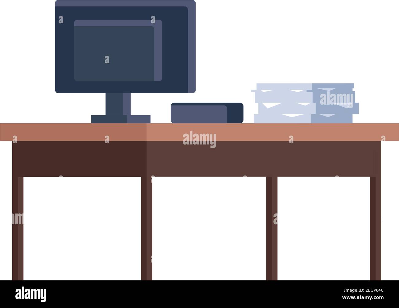 office desk with desktop and documents vector illustration design Stock ...