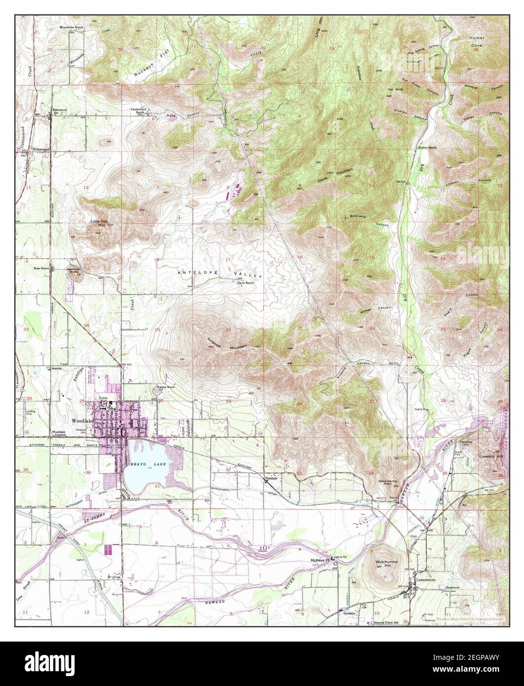 Woodlake, California, map 1952, 124000, United States of America by