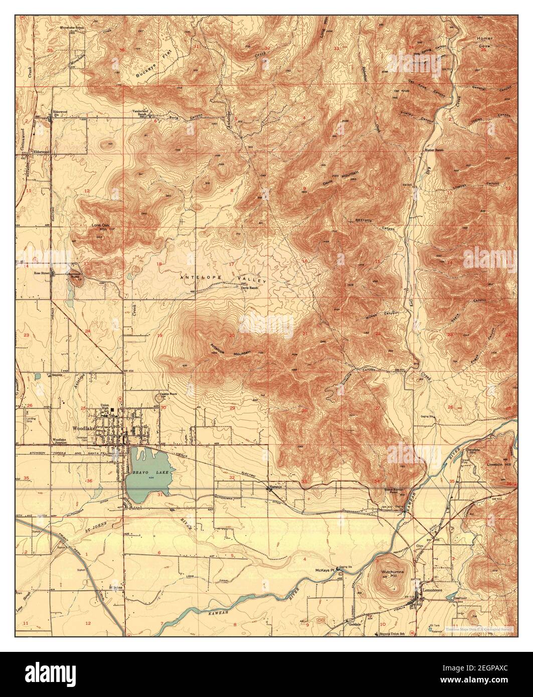 Woodlake, California, map 1952, 124000, United States of America by