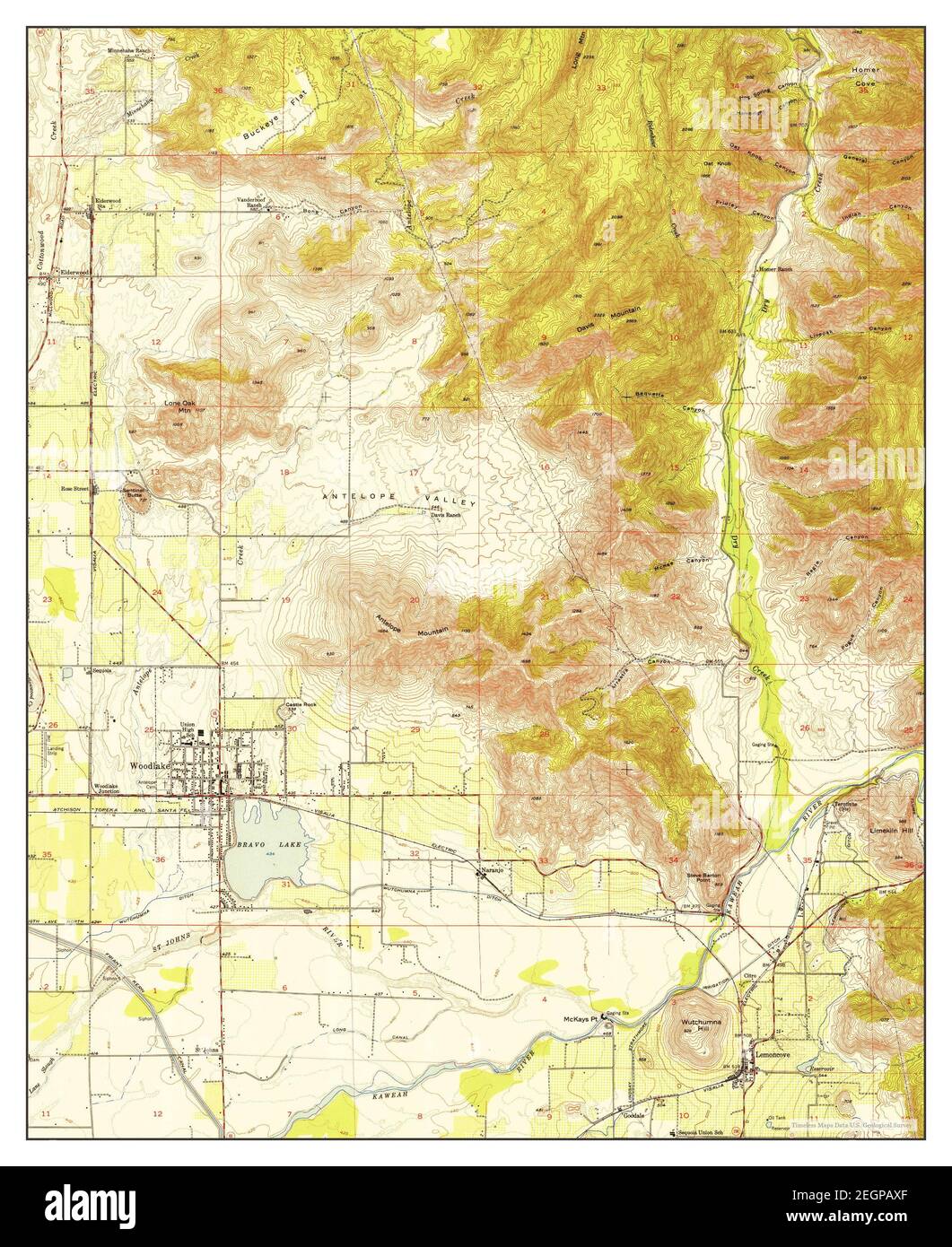 Woodlake, California, map 1952, 124000, United States of America by