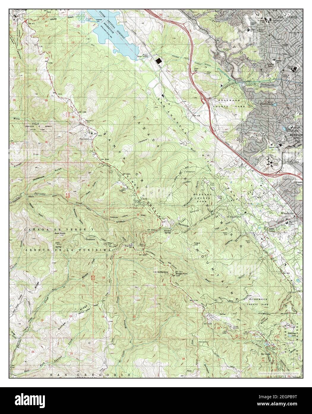Woodside, California, map 1997, 124000, United States of America by Timeless Maps, data U.S