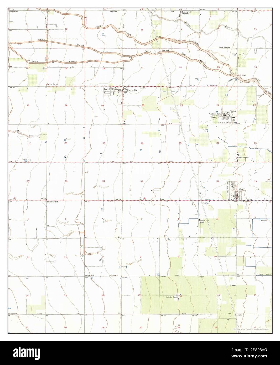 Woodville, California, map 1950, 1:24000, United States of America by Timeless Maps, data U.S. Geological Survey Stock Photo