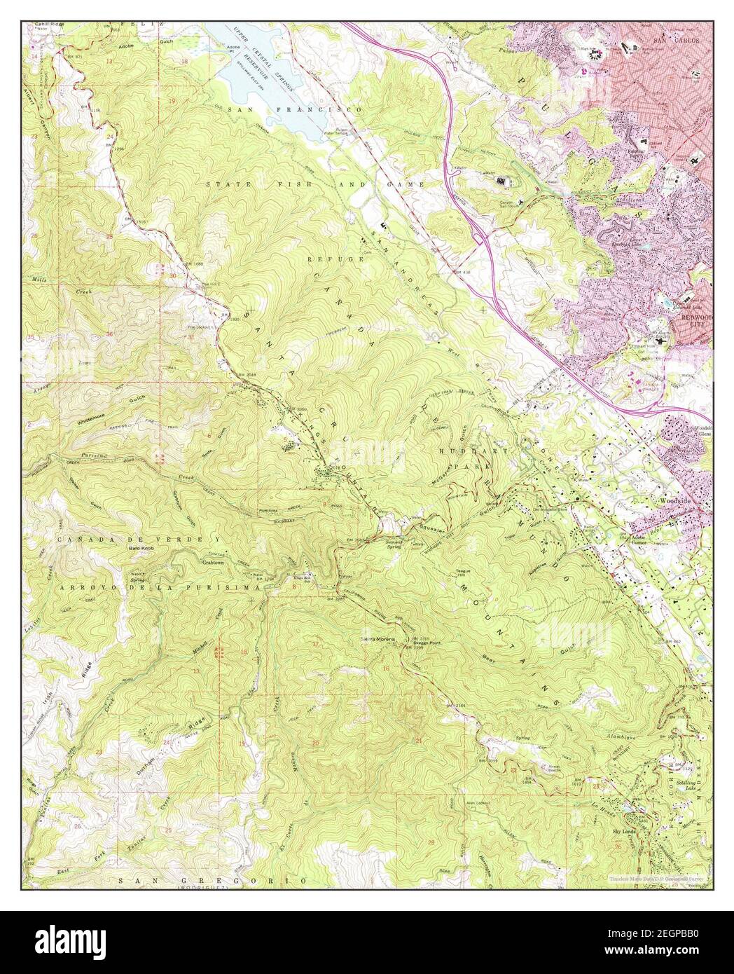 Woodside, California, map 1961, 124000, United States of America by