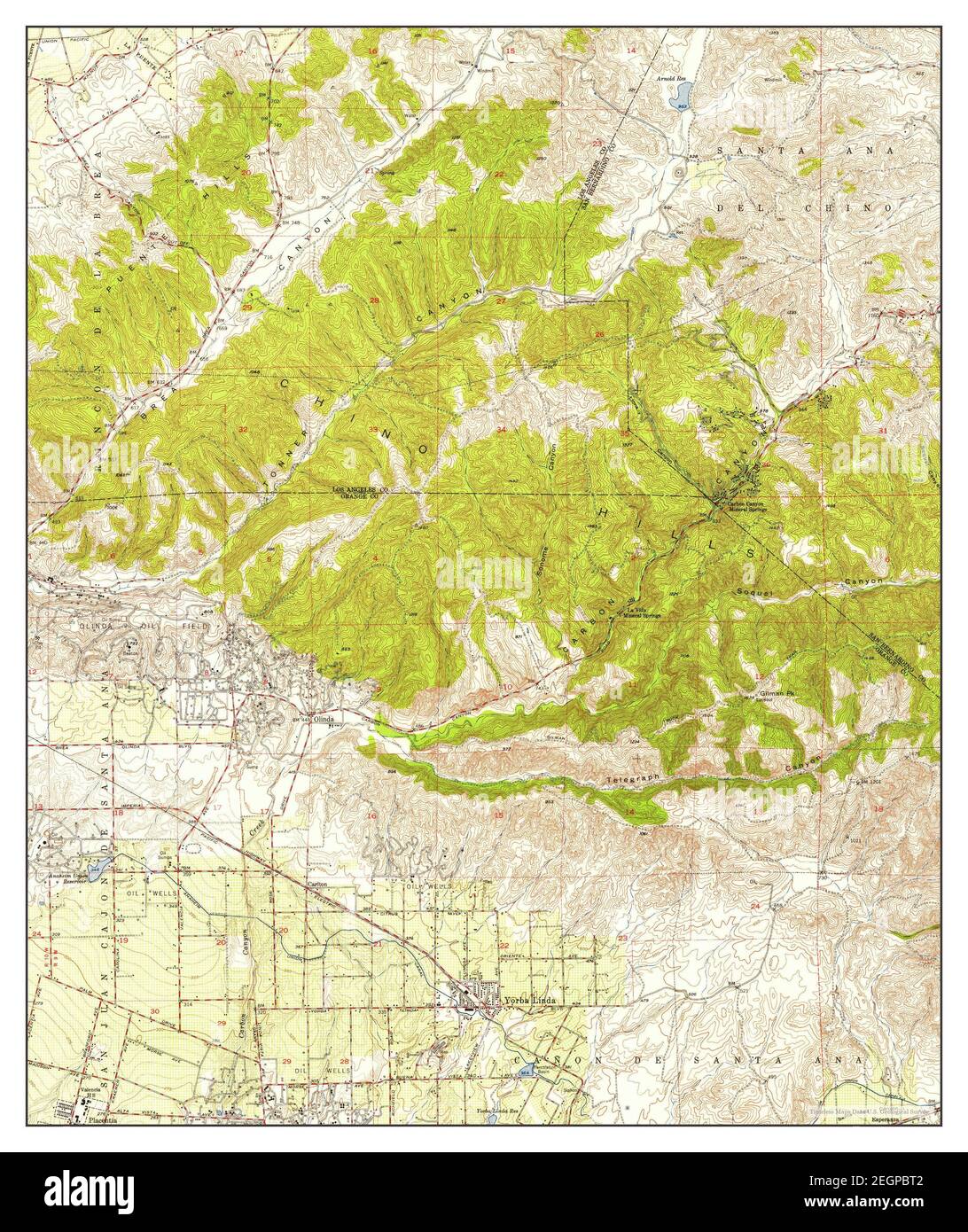 Yorba Linda, California, map 1949, 124000, United States of America by Timeless Maps, data U.S