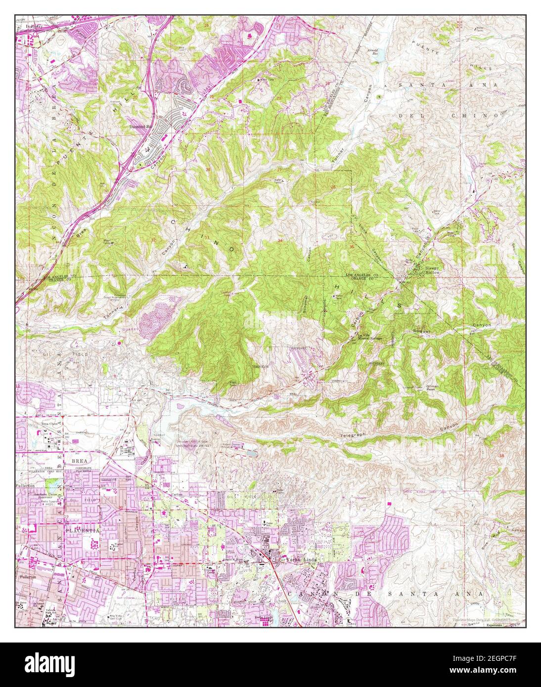 Yorba Linda, California, map 1964, 124000, United States of America by Timeless Maps, data U.S