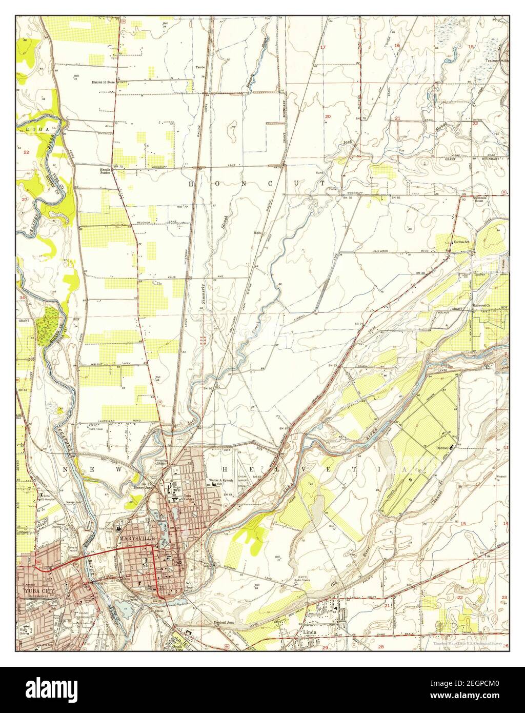 Yuba City, California, map 1952, 124000, United States of America by Timeless Maps, data U.S