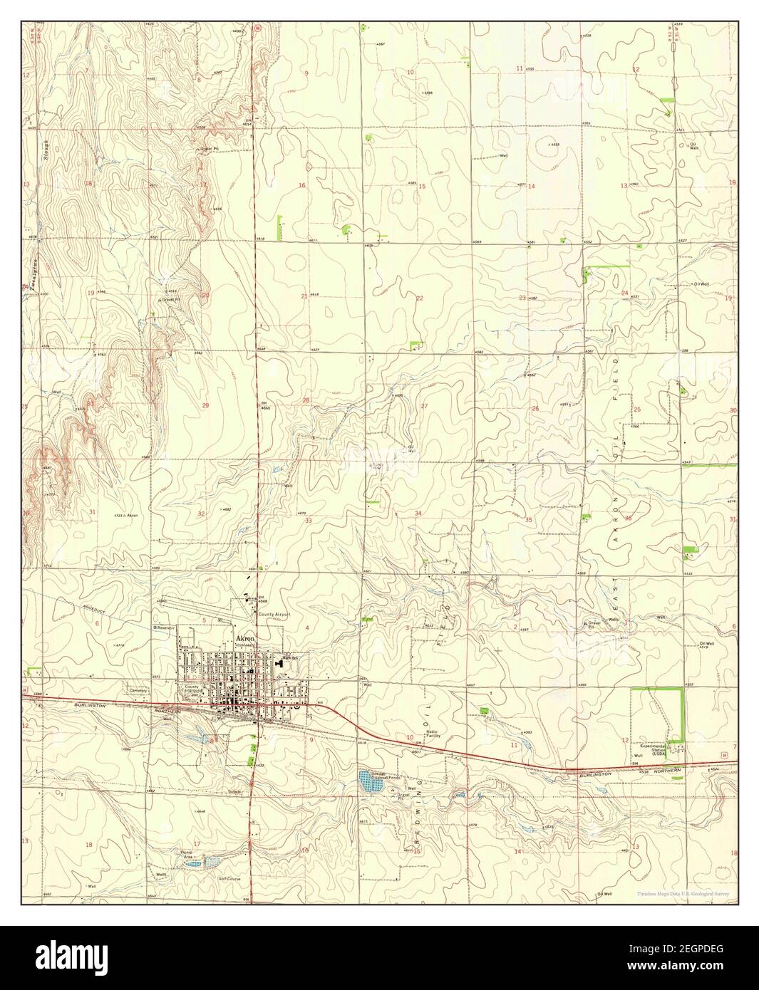 Akron, Colorado, map 1973, 1:24000, United States of America by Timeless Maps, data U.S. Geological Survey Stock Photo