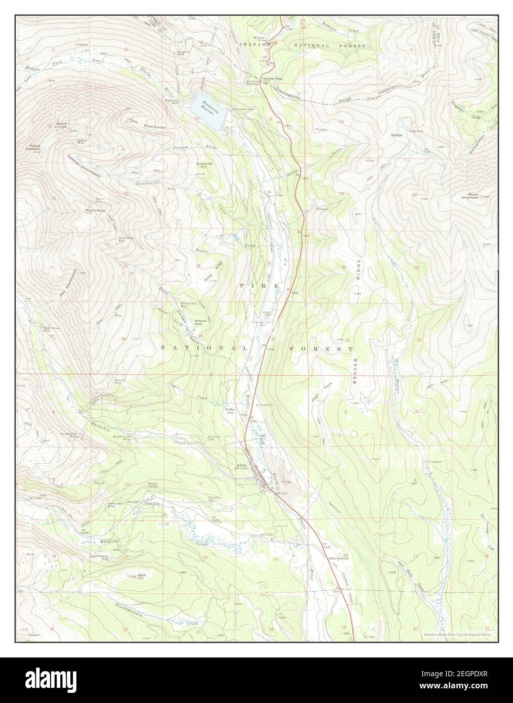 Alma, Colorado, map 1970, 124000, United States of America by Timeless