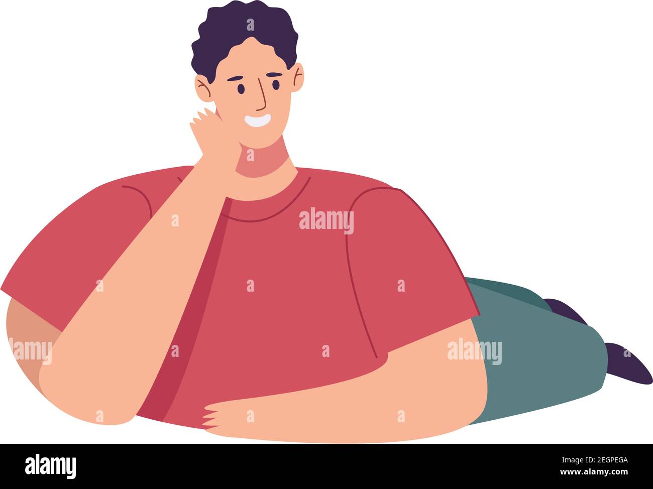 young man lying down relaxing character vector illustration design