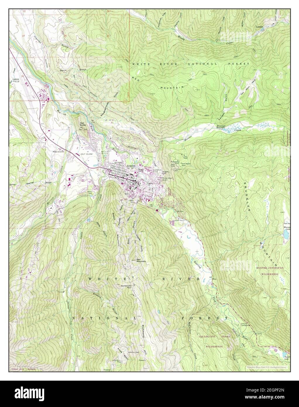 Aspen, Colorado, map 1960, 1:24000, United States of America by Timeless Maps, data U.S. Geological Survey Stock Photo