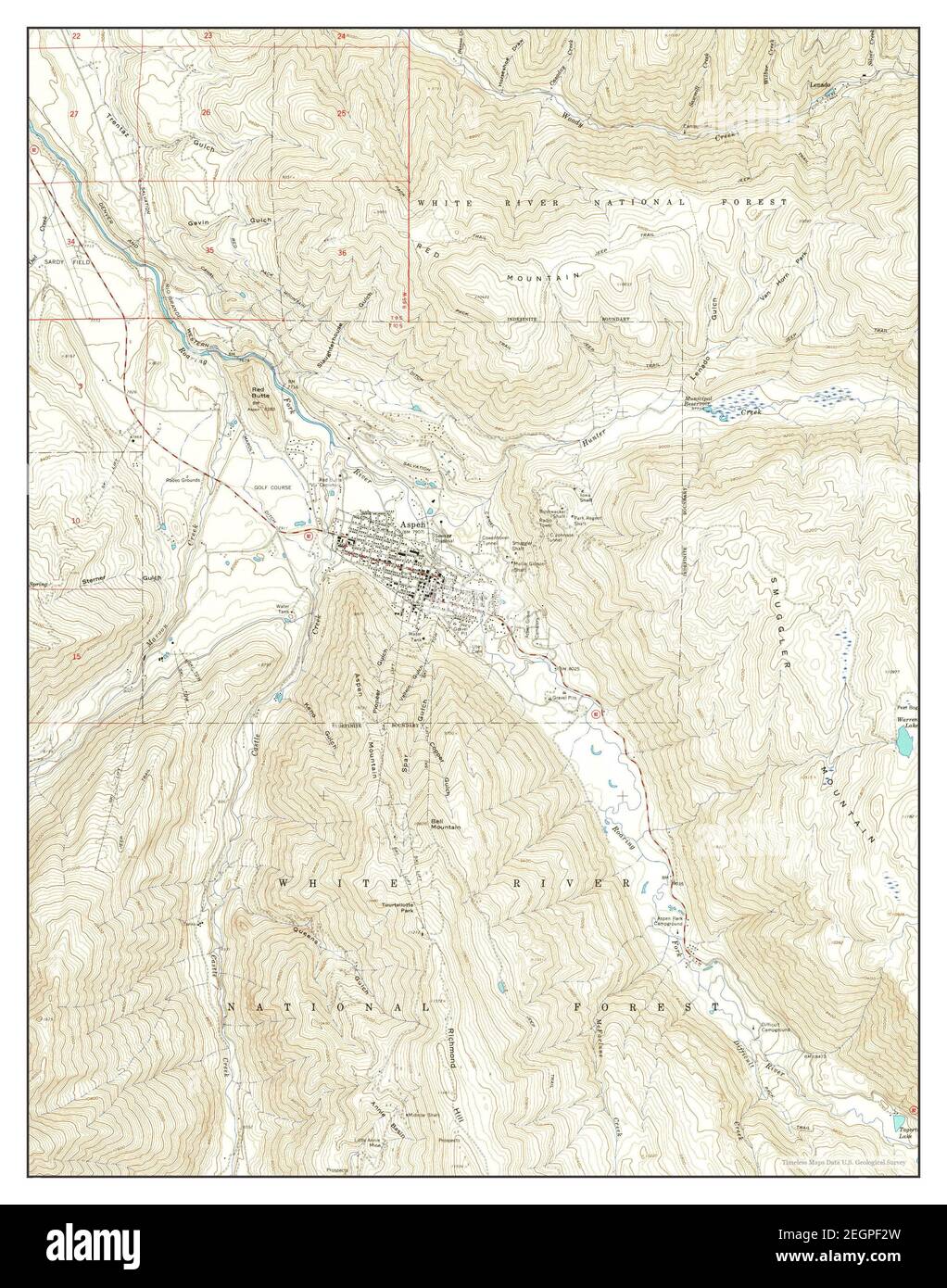Aspen, Colorado, map 1960, 124000, United States of America by Timeless Maps, data U.S