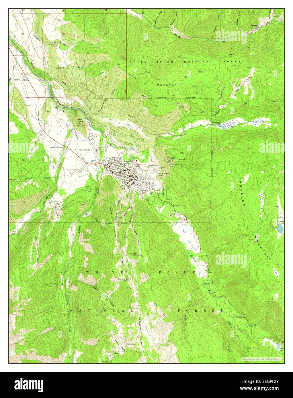 Aspen, Colorado, map 1960, 124000, United States of America by