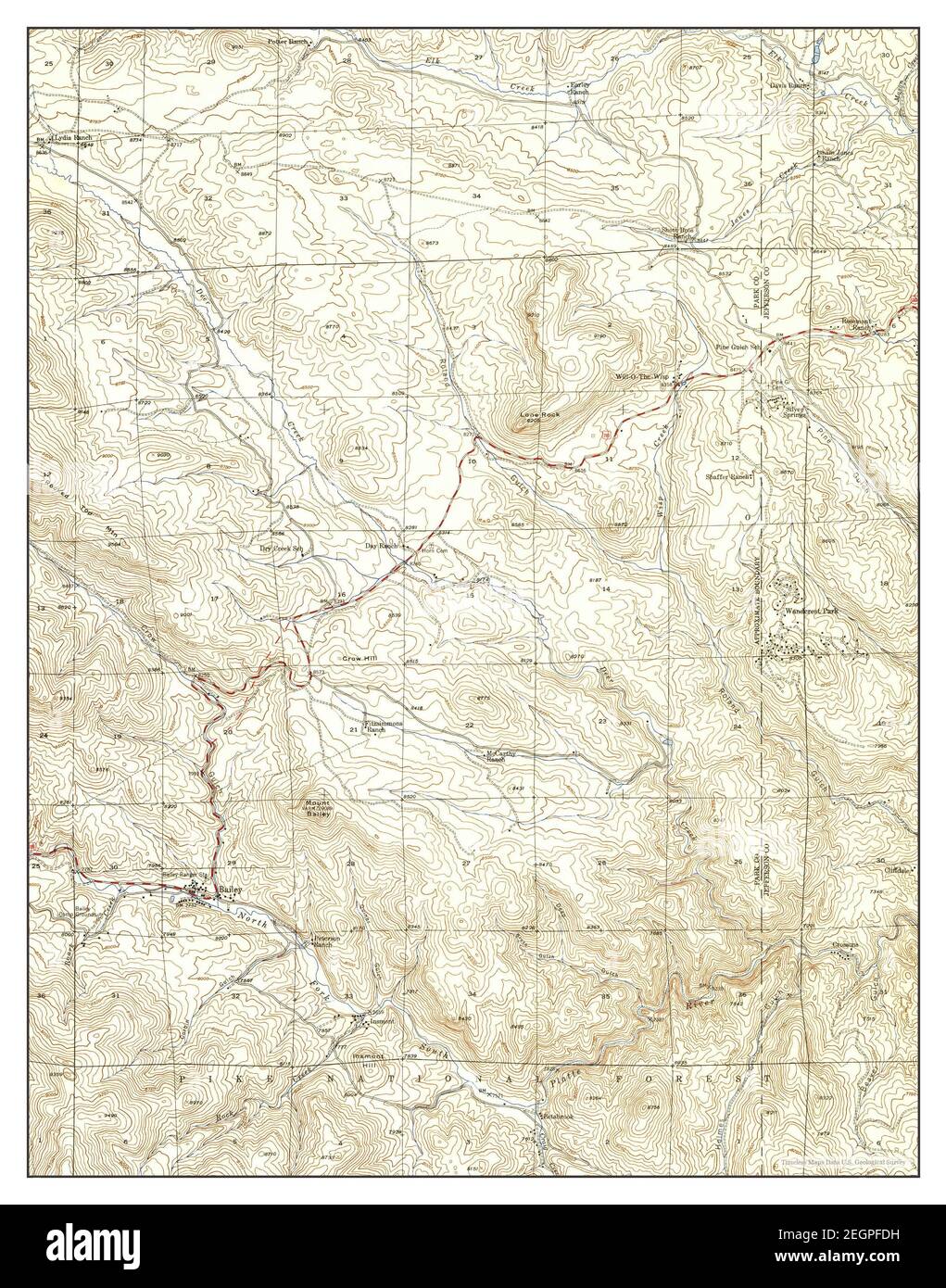 Bailey, Colorado, map 1945, 124000, United States of America by