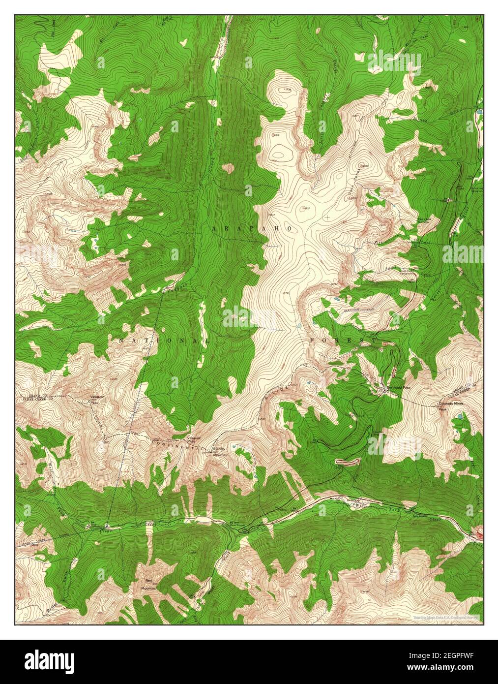 1957 Historical Map of Berthoud Pass