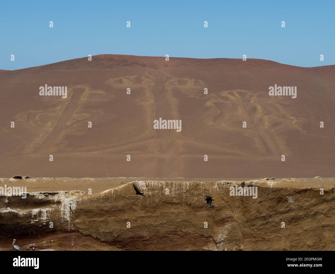 Candelabra of the Andes in Pisco Bay, Peru. Prehistoric geoglyph