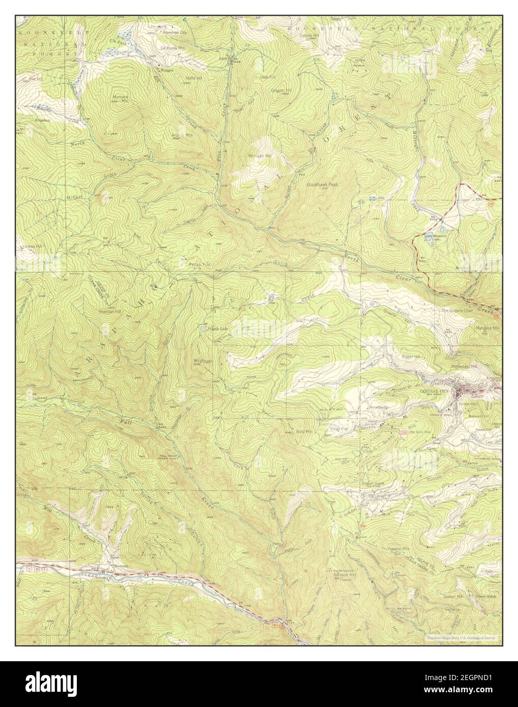 Central City, Colorado, map 1942, 124000, United States of America by