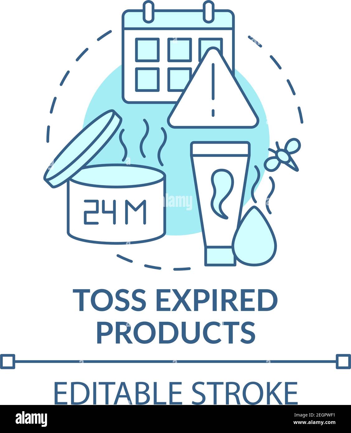 Toss expired products concept icon Stock Vector