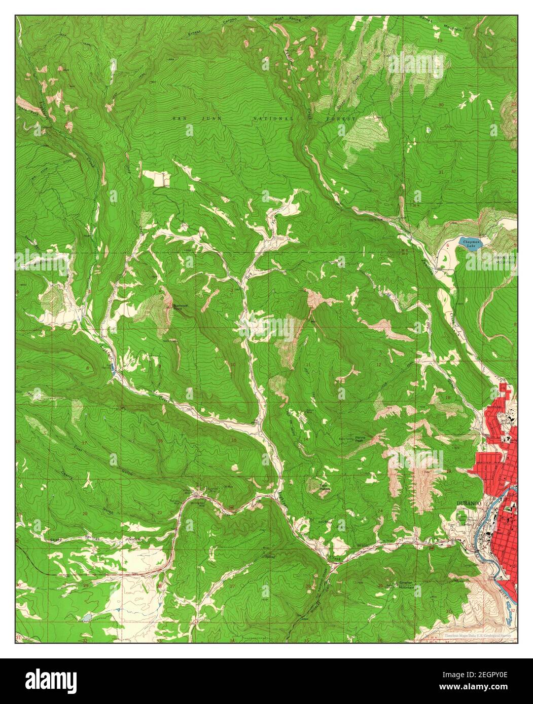 Durango West, Colorado, map 1963, 124000, United States of America by
