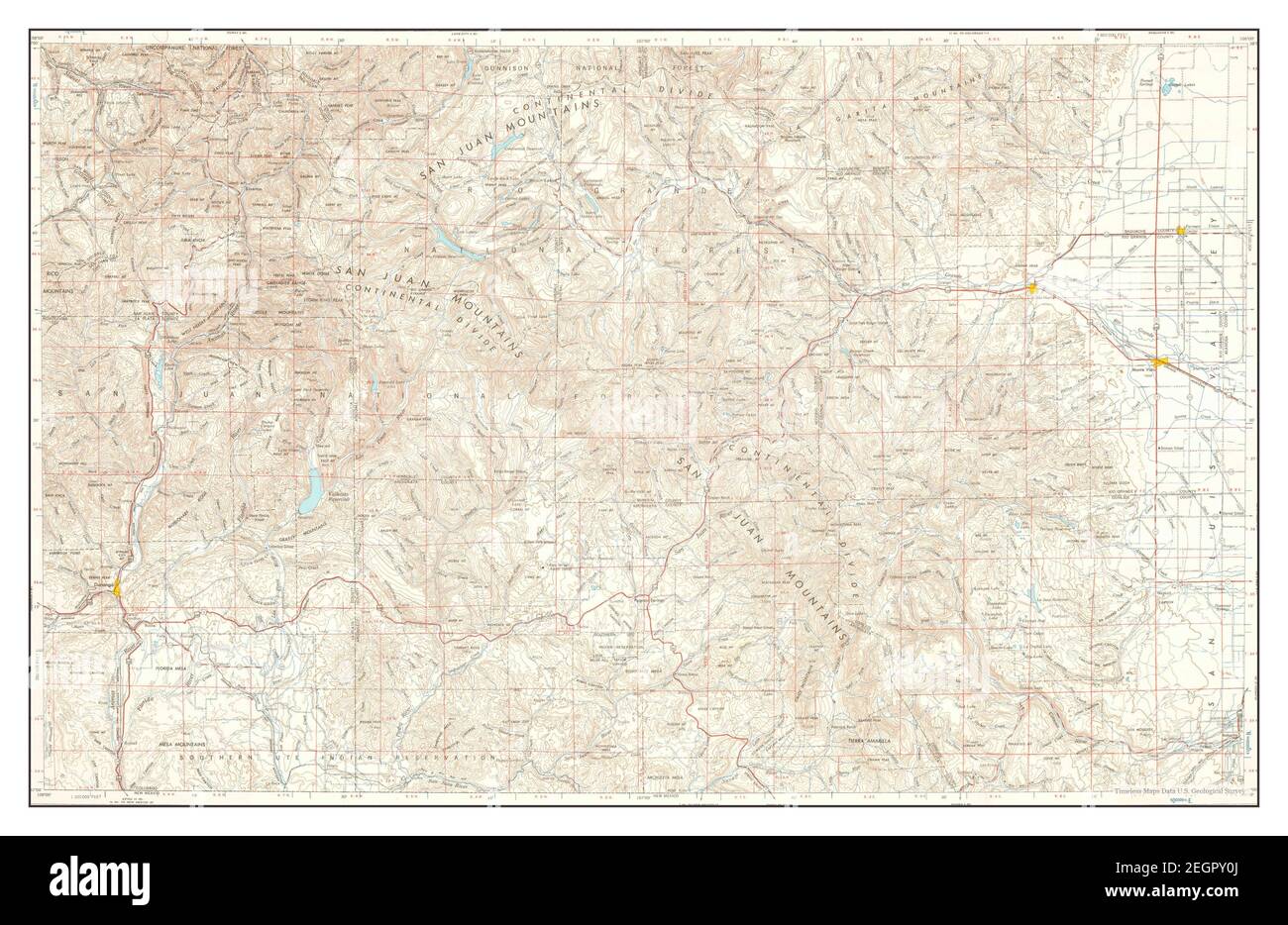 Durango, Colorado, map 1966, 1250000, United States of America by Timeless Maps, data U.S