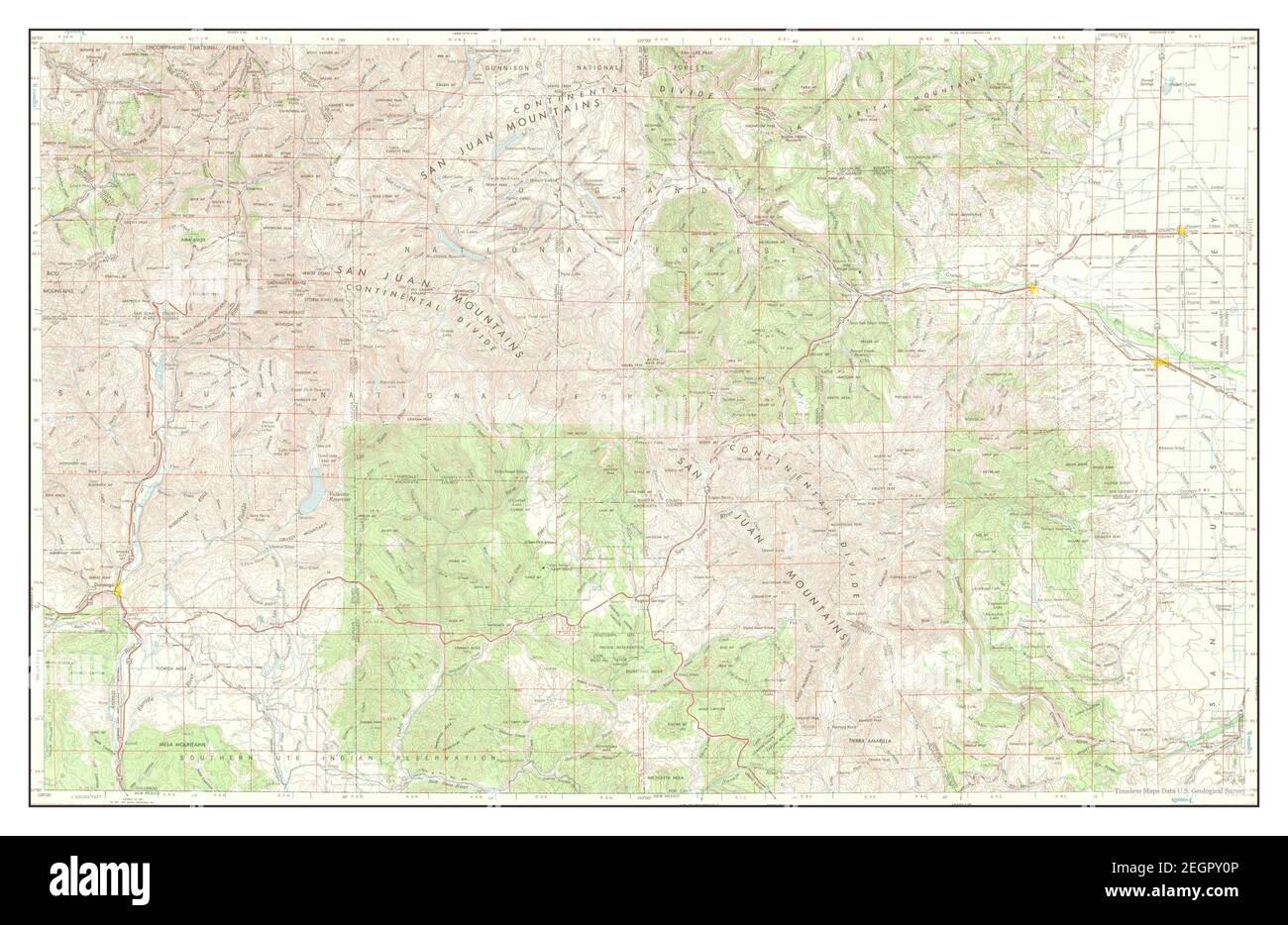 Durango, Colorado, map 1966, 1250000, United States of America by Timeless Maps, data U.S