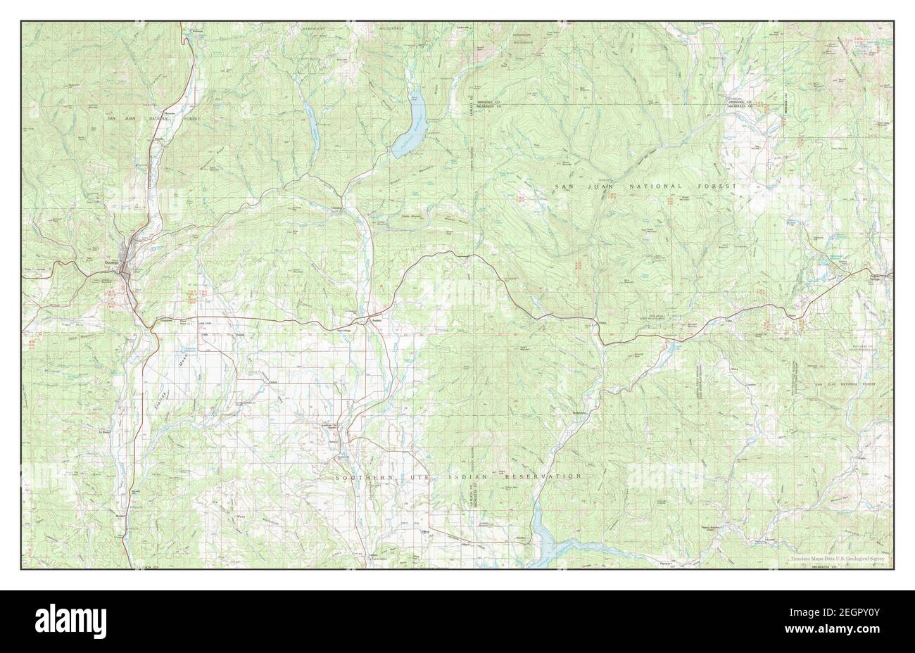 Durango, Colorado, map 1983, 1100000, United States of America by Timeless Maps, data U.S