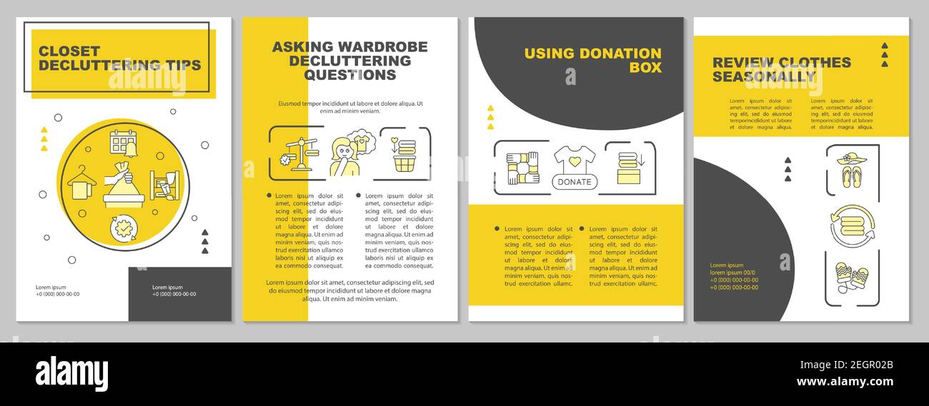 Closet decluttering tips brochure template Stock Vector