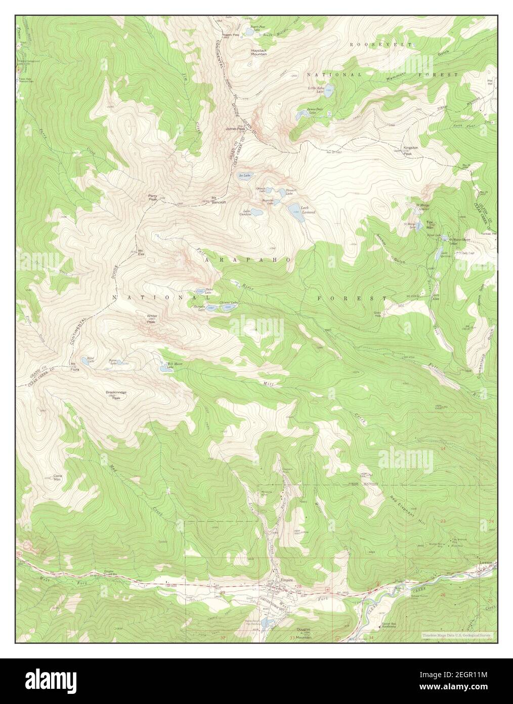 Empire, Colorado, map 1958, 124000, United States of America by
