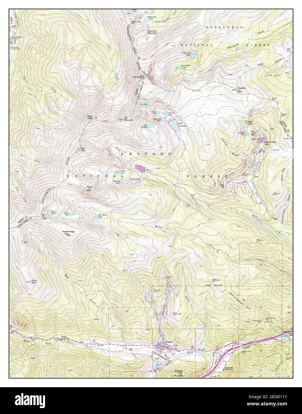 Empire, Colorado, map 1958, 124000, United States of America by