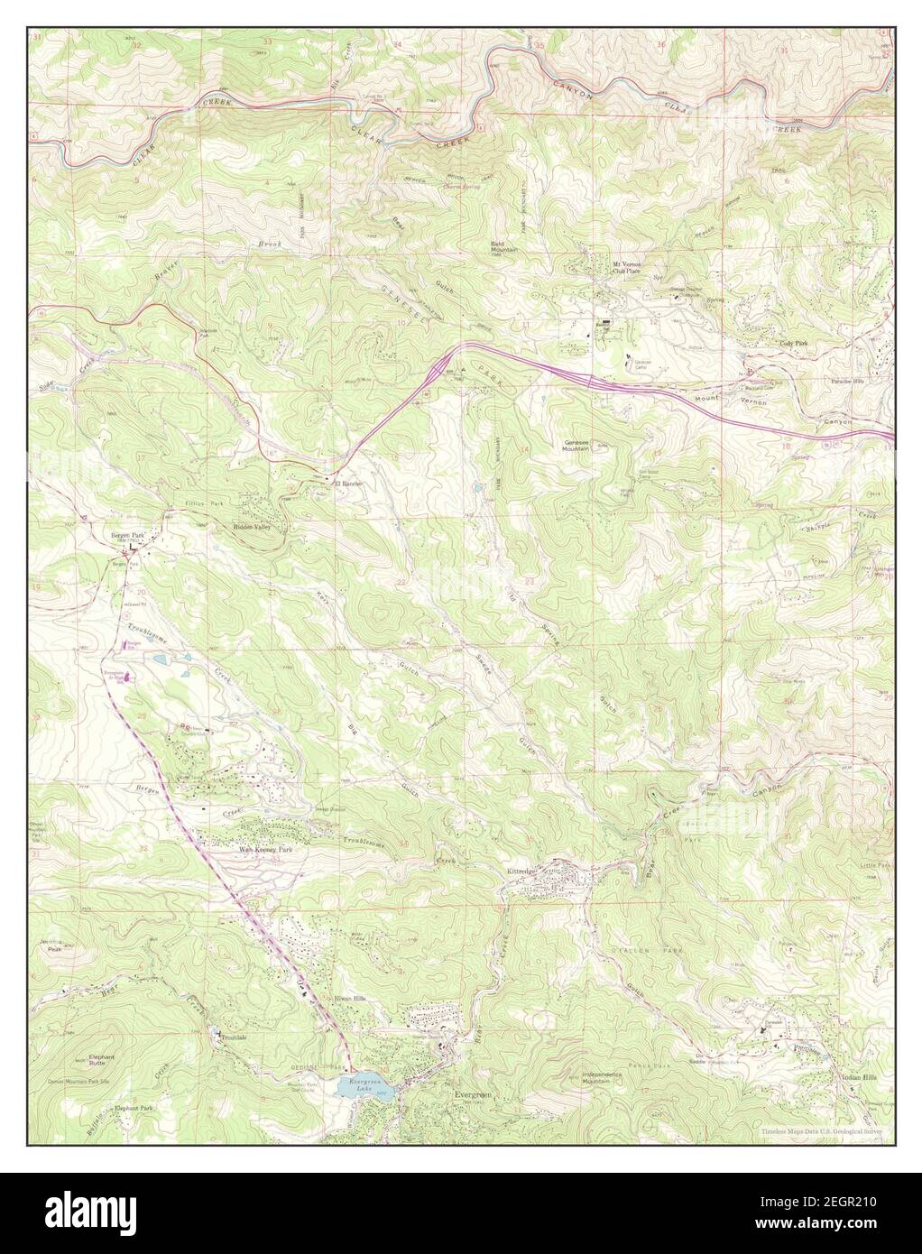 Evergreen, Colorado, map 1965, 124000, United States of America by