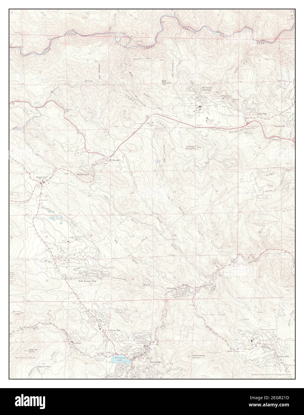 Evergreen, Colorado, map 1965, 124000, United States of America by