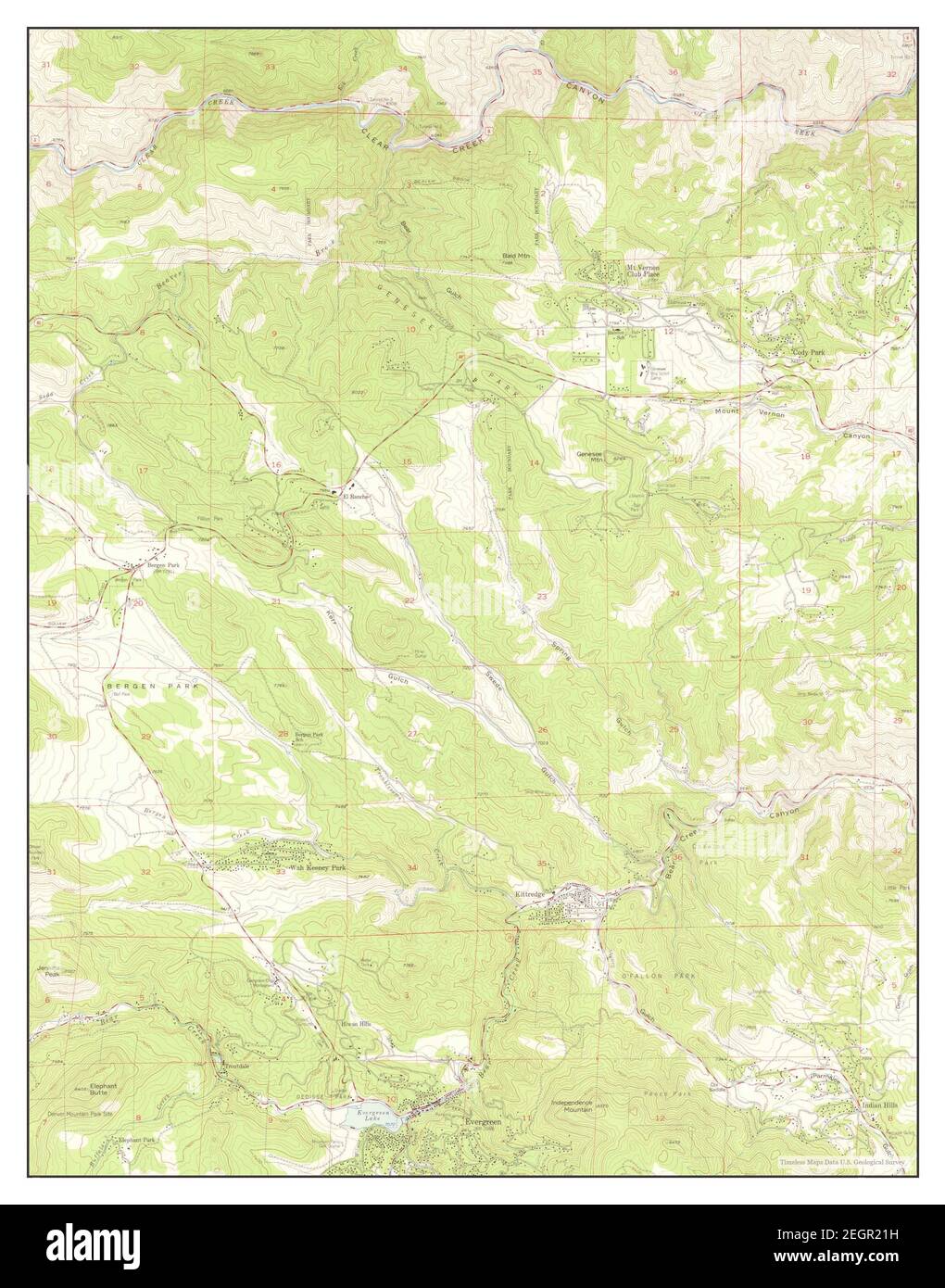 Evergreen, Colorado, map 1957, 124000, United States of America by