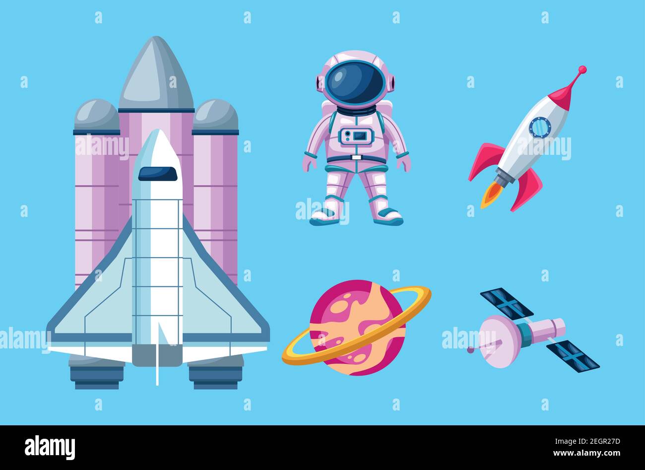 bundle of five space set icons vector illustration design Stock Vector