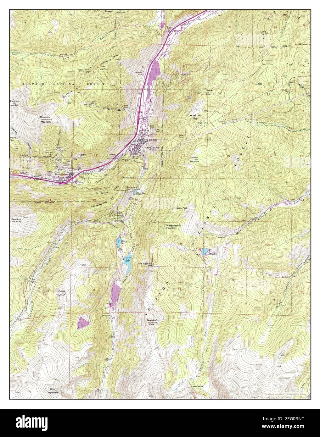 Georgetown, Colorado, map 1957