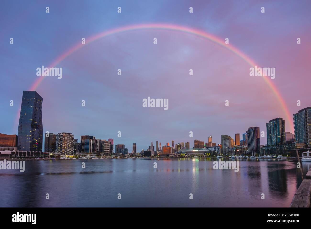 melbourne city business district (cbd), australia under the rainbow by yarra river Stock Photo