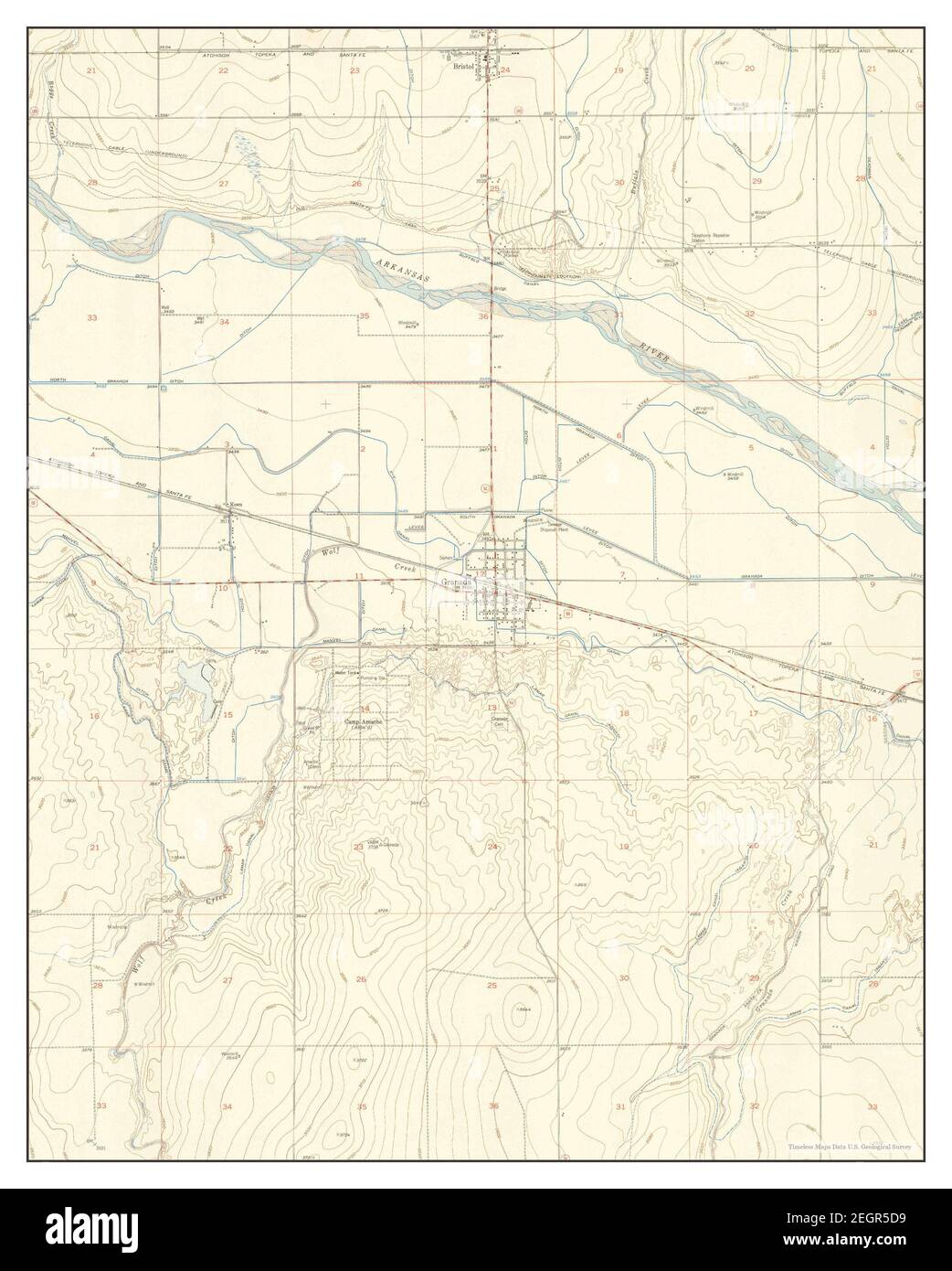 Granada, Colorado, map 1953, 124000, United States of America by