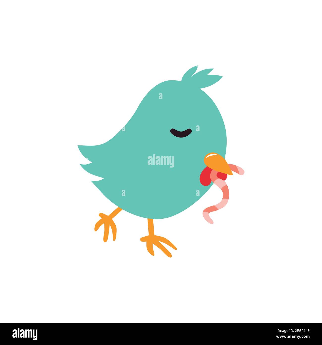 A sweet Easter chicken sits in anticipation of Easter. Vector illustration isolated on white background. Stock Vector