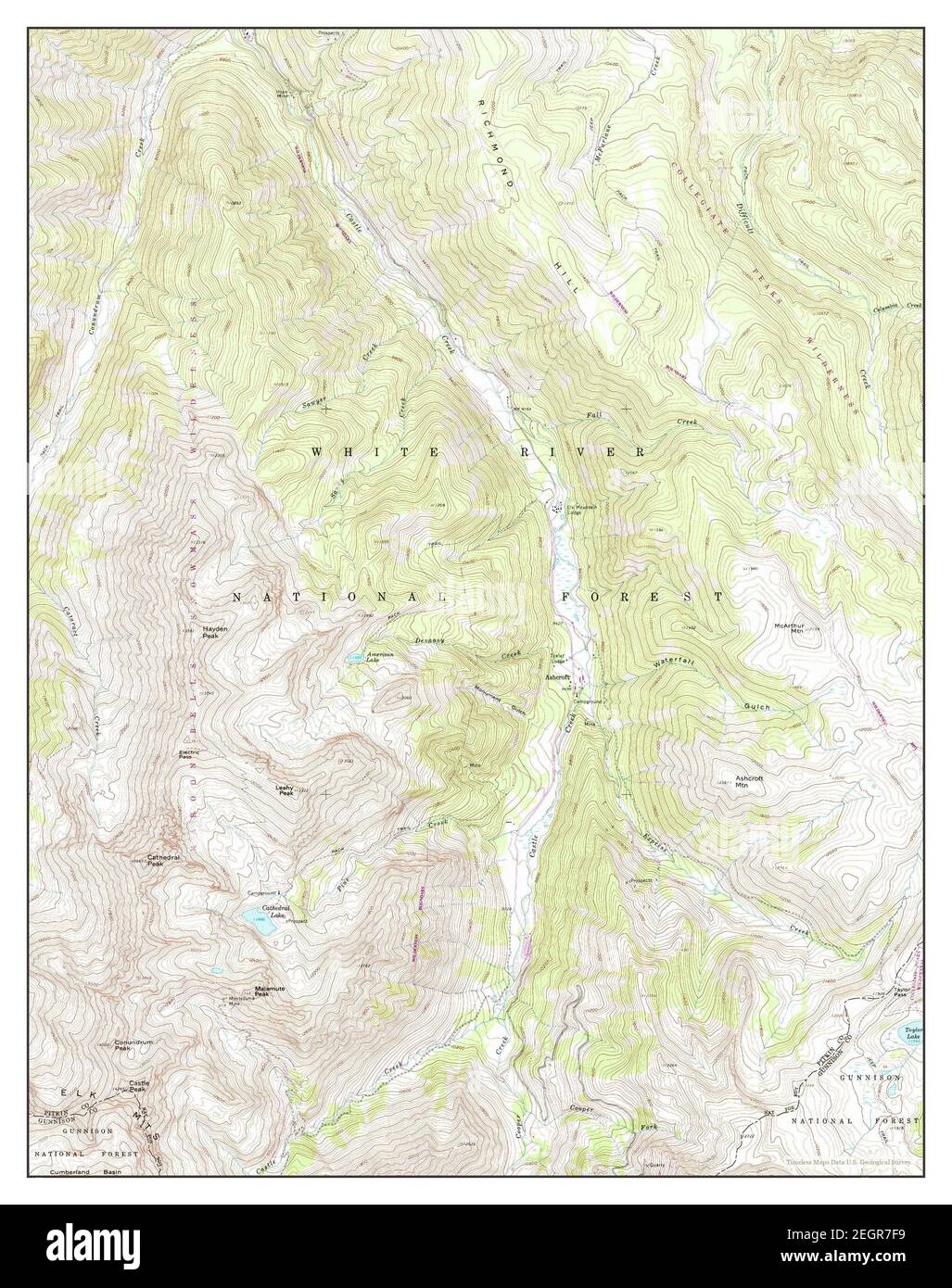 Hayden Peak, Colorado, map 1960, 1:24000, United States of America by Timeless Maps, data U.S. Geological Survey Stock Photo