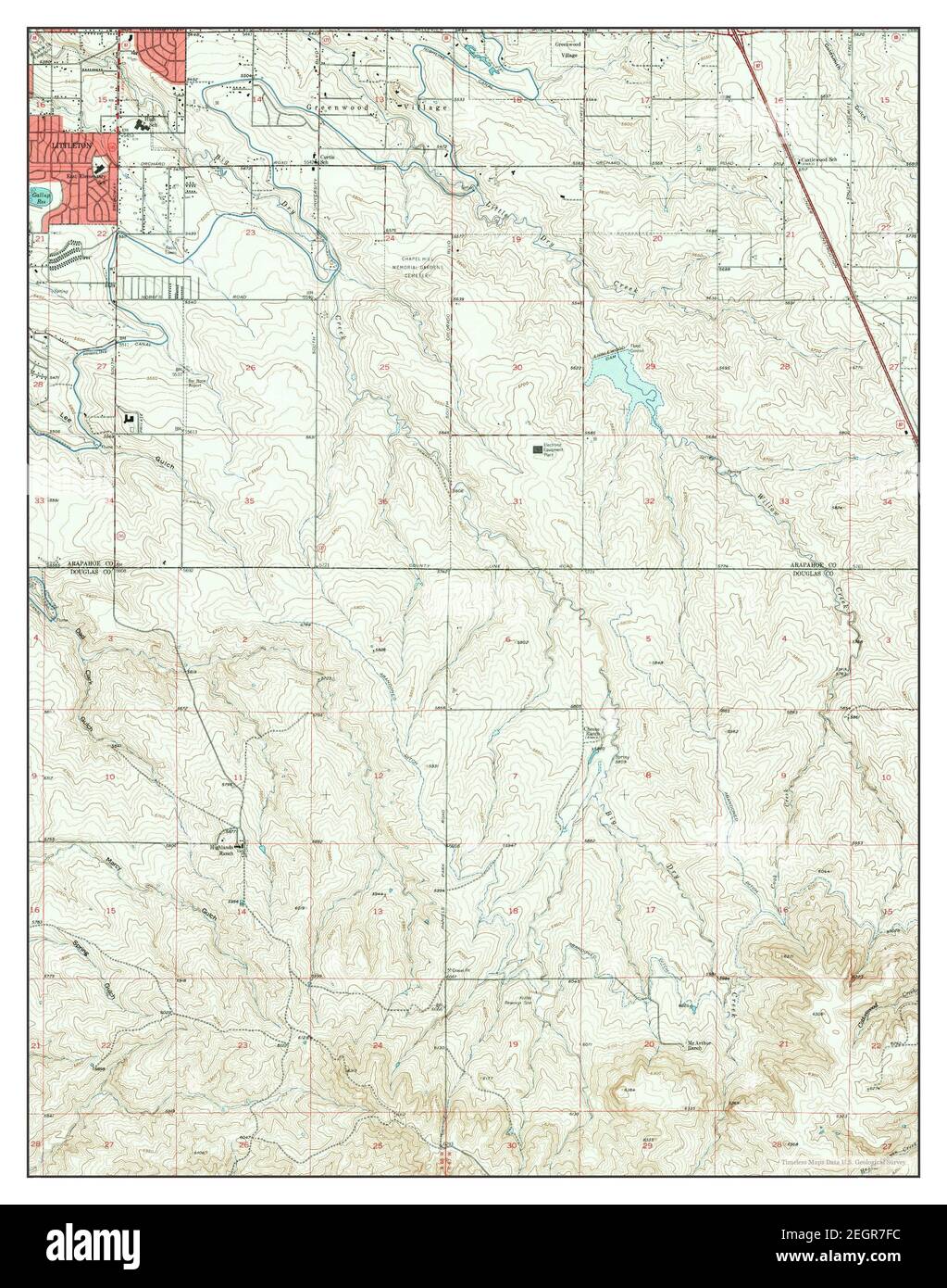 Highlands Ranch, Colorado, map 1957, 124000, United States of America