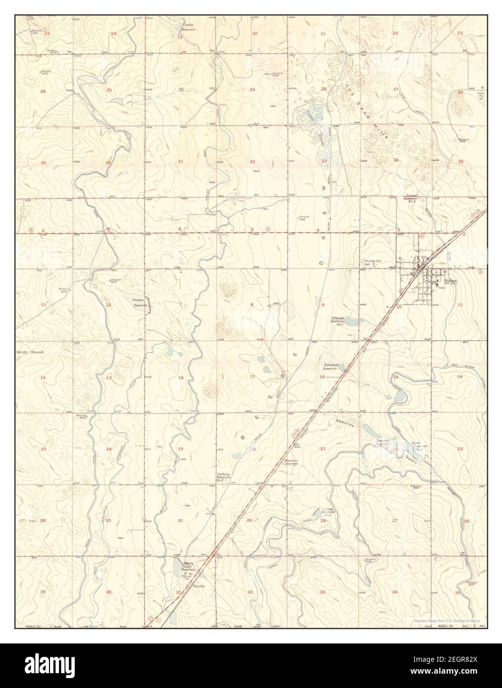 Hudson, Colorado, map 1951, 124000, United States of America by