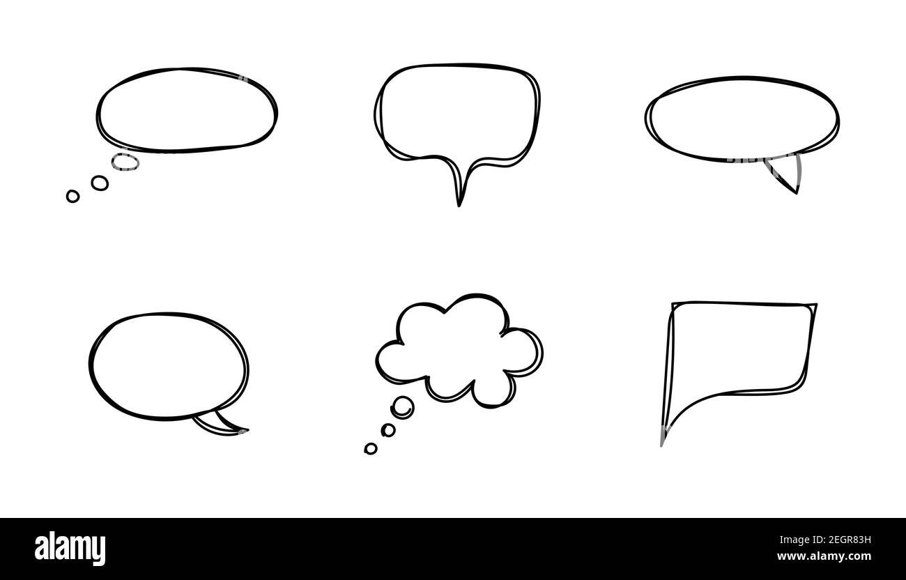 Set of hand drawn speech bubbles isolated on white background.Vector ...