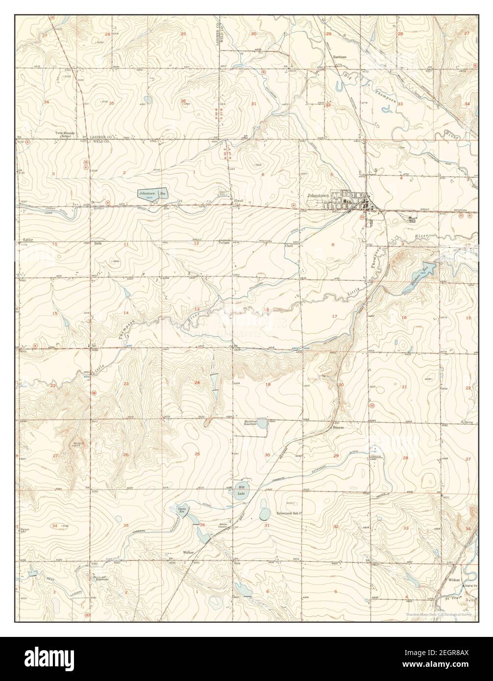 Johnstown, Colorado, map 1951, 124000, United States of America by