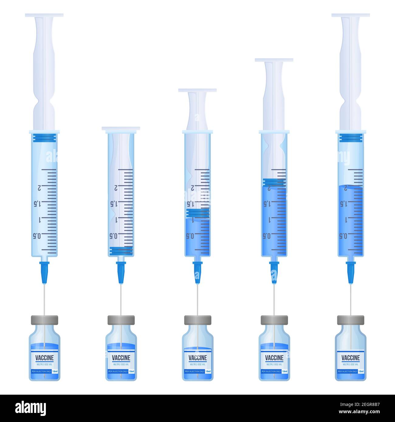 Realistic withdraw medication for a glass ampule step by step