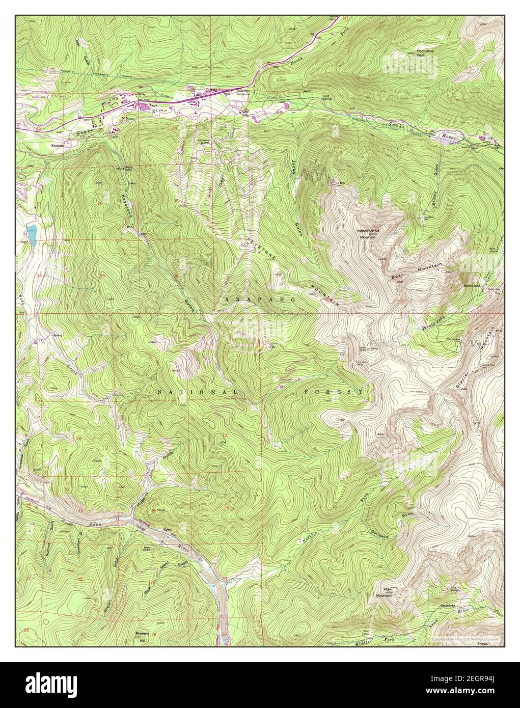 Keystone, Colorado, map 1958, 124000, United States of America by