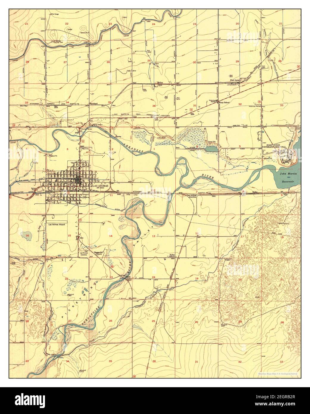 Las Animas, Colorado, map 1953, 124000, United States of America by