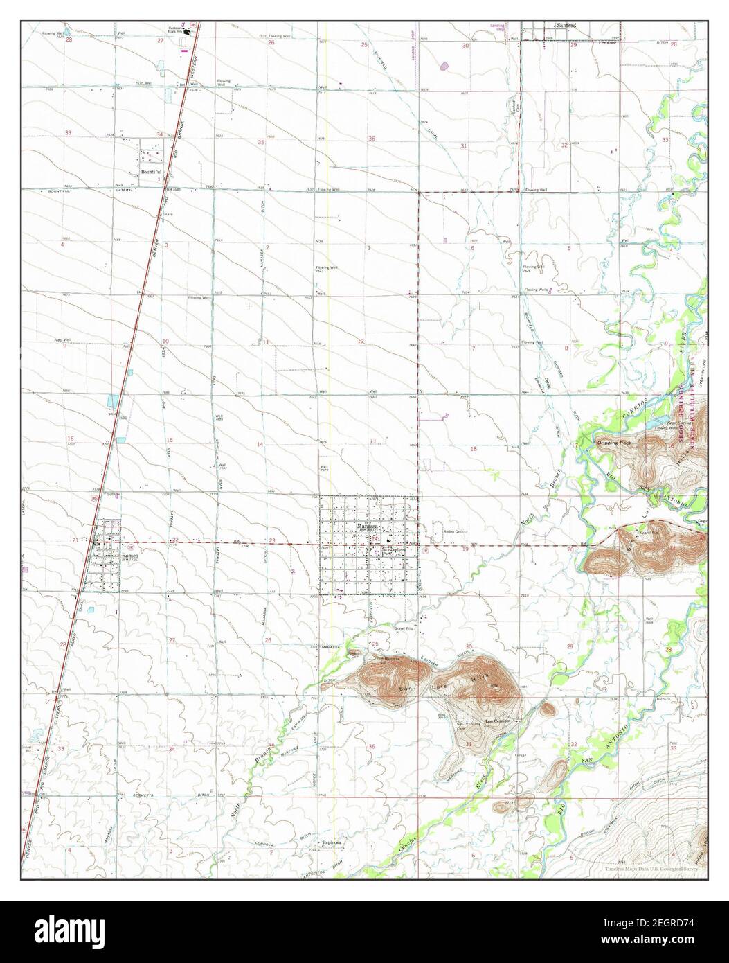 Manassa, Colorado, map 1967, 1:24000, United States of America by Timeless Maps, data U.S. Geological Survey Stock Photo